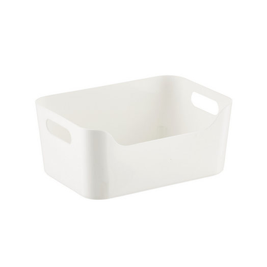 Plastic Storage Bin with Handles (White)