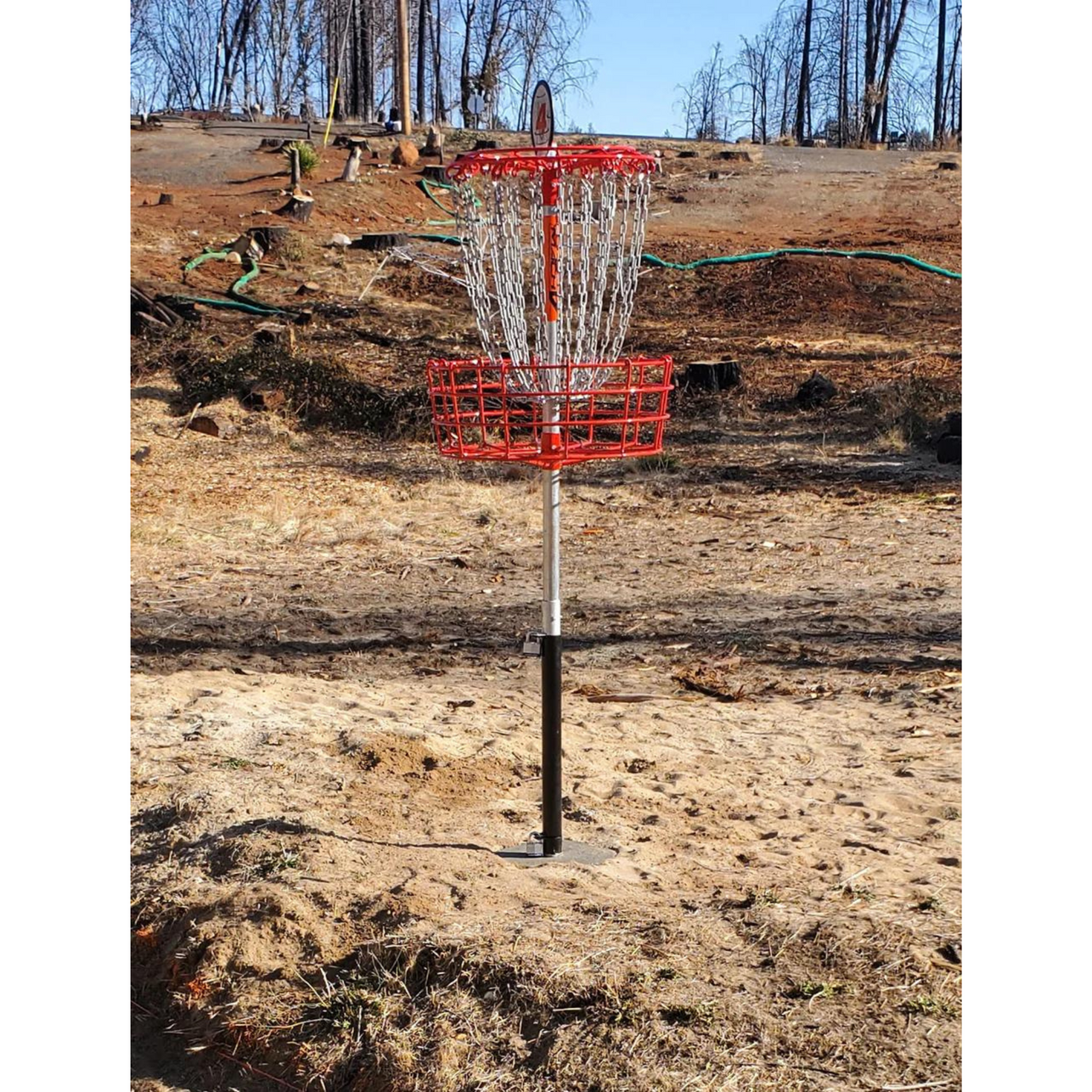 Disc Golf Basket Riser Sleeve in Action