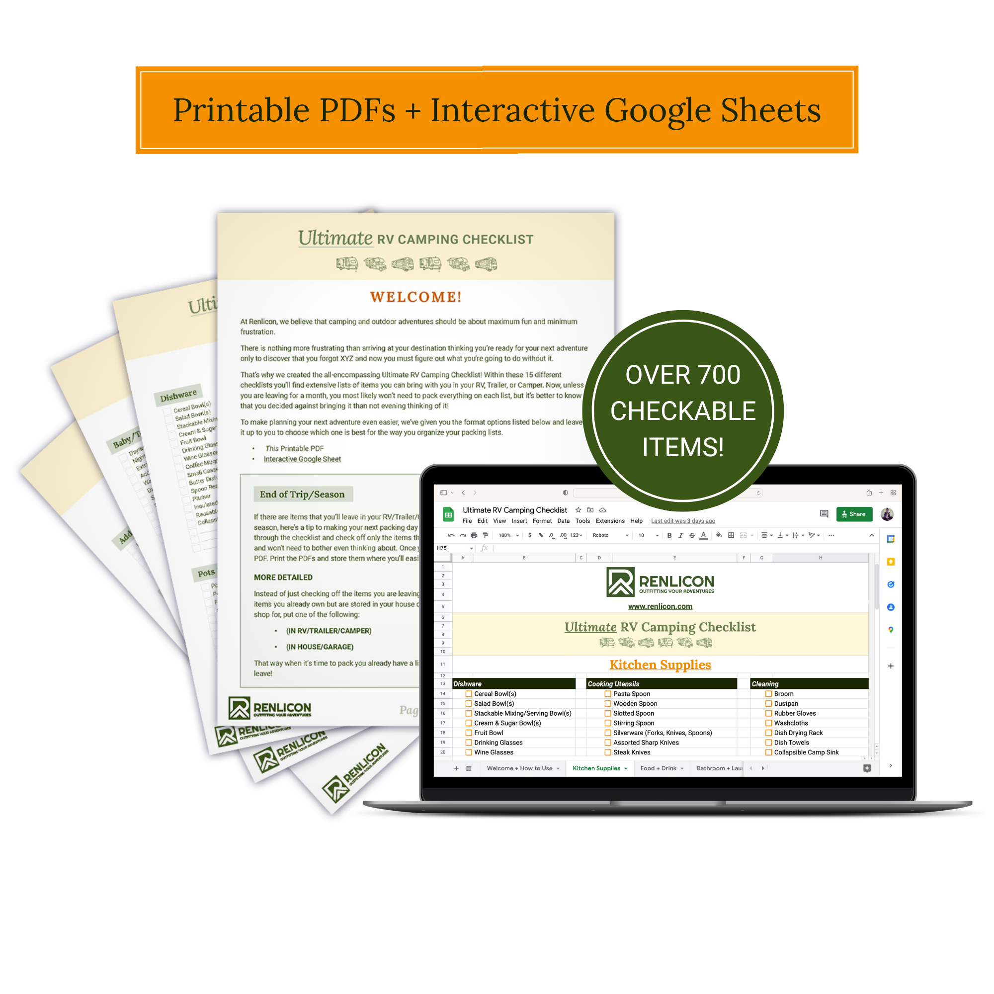 Printable PDFs + Interactive Google Sheet